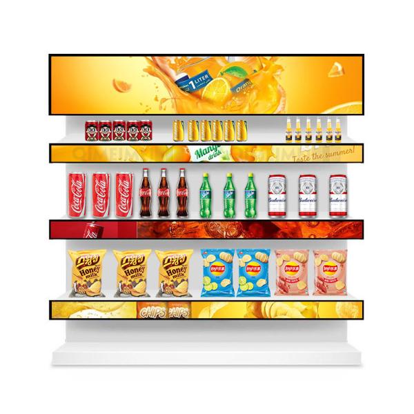 Quality Touch Screen Stretched Bar LCD Display Supermarket Banner Advertising Media Player Strip for sale