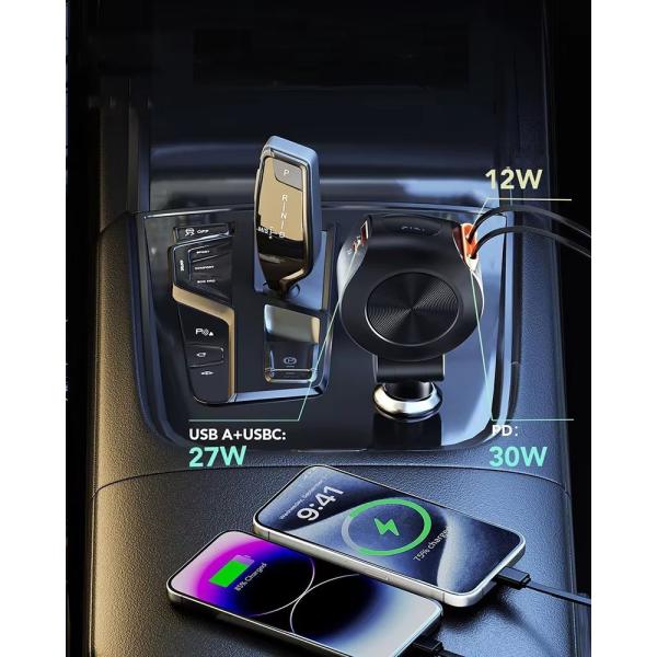 4in1 Fast Charging Car Charger Adapter 69w Max Type C Usb For Phone