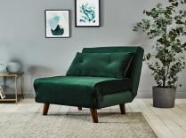 China Tri Foldable Upholstered Daybed Malachite Green Velvet Sofa Bed Chair wholesale
