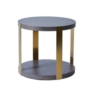China Luxury Round Wooden Top Stainless Steel  Coffee Table Sturdy 72x64cm on sale