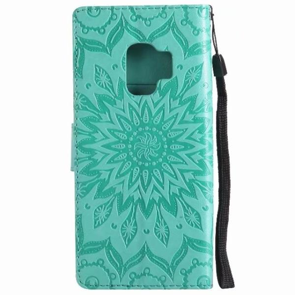 Samsung S9 Leather Protective Folio Magnetic Kickstand Cover Mobile Phone Case with Sunflower Embossed