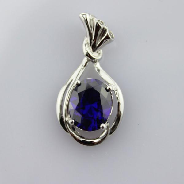 Rose Gold Plated 925 Silver Chain Oval Pink Cubic Zircon Pendant Necklace(P06)