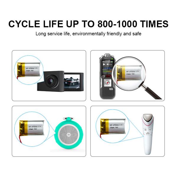 752030 Mini Lipo Battery 3.7v 300mah Rechargeable Li Polymer Battery Pack