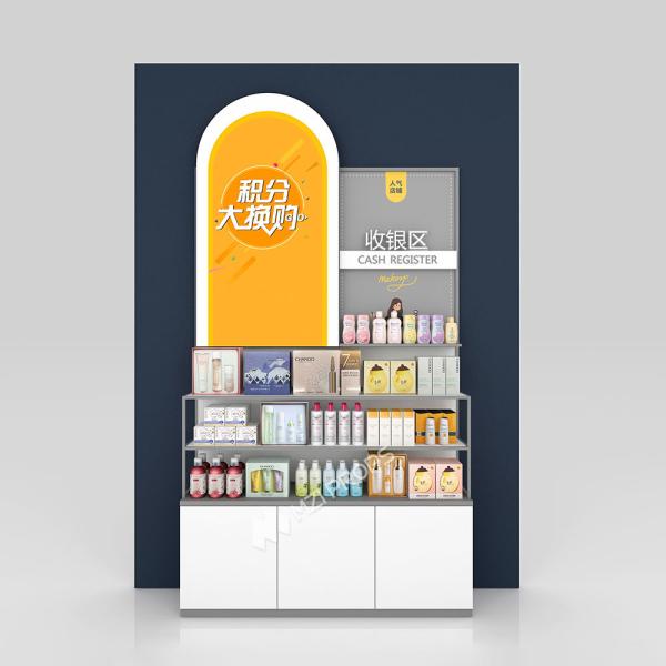 Makeup Display Shelf Integral Back Cabinet With Light-box For Cosmetic Store Interior Design And Decoration