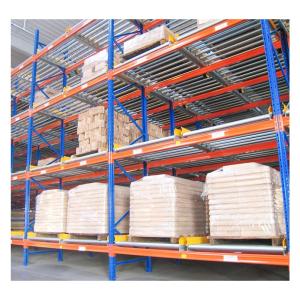 China Pallet Flow Racking for FIFO Storage of 300-1500kgs/pallet in Blue/Orange/Yellow/Grey on sale