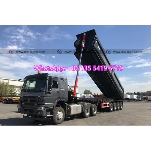 Front Axle Liftable 50t 60t Tipper Trailer With Air Bag Suspension
