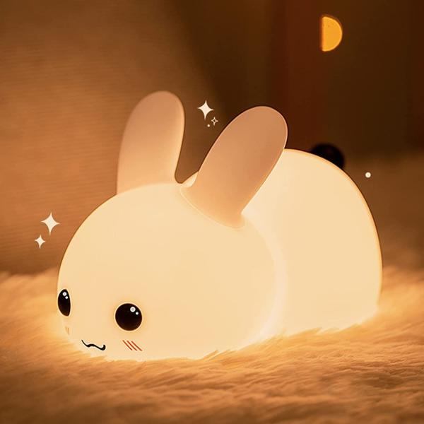 Rabbit Silicone Night Light For Kids 16 Color Changing Kids Night Light USB Baby Nursery Bedside Touch Lamp Night Lights