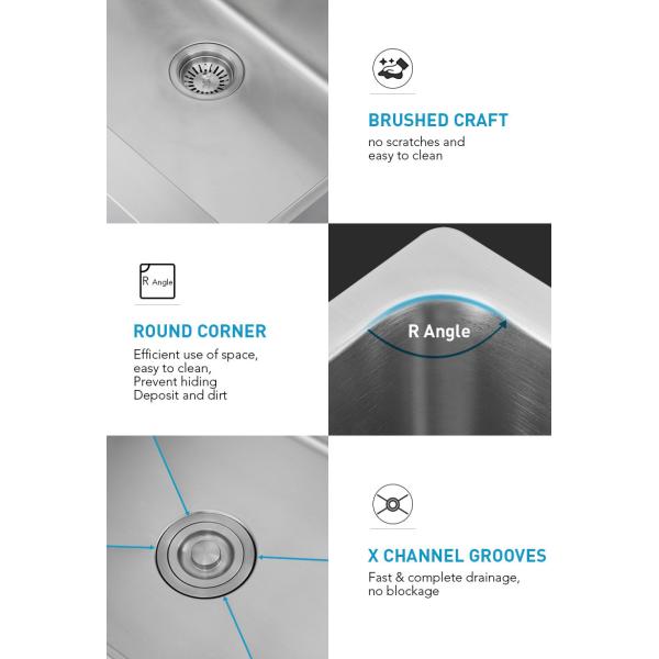 Durable Single Bowl Stainless Steel Farmhouse Sink 33 Inch With SS 304 Material