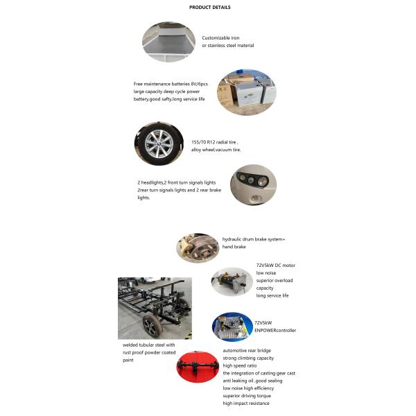 High Powered White Electric Cargo Van Utility Golf Cart Flatbed With 2 Person