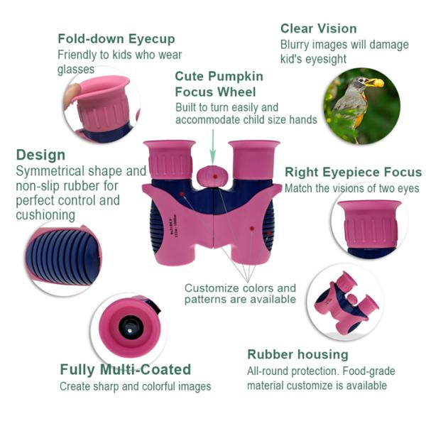 Shockproof Kids Telescopes DCF 8x21 Binoculars Exploration Set With Strap