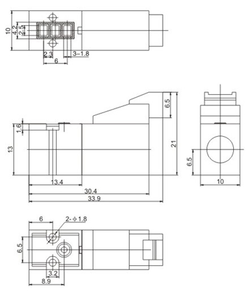 10mm 15mm 3/2 Miniature Solenoid Valve 1.3W 24VDC For Pneumatic Automation Of Textile And Knitting