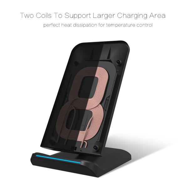 2 Coils Wireless Phone Charging Station Thoughtful Design With Cooling Radiator Fan
