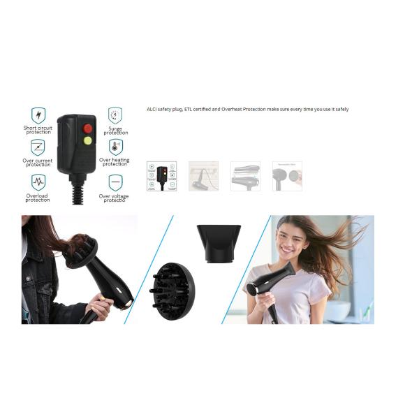 Home Use 1800W Ionic Hair Dryer With DC Motor Plastic Material