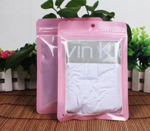 China Grip seal zipper plastic bags for clothes / apparel packaging front clear wholesale