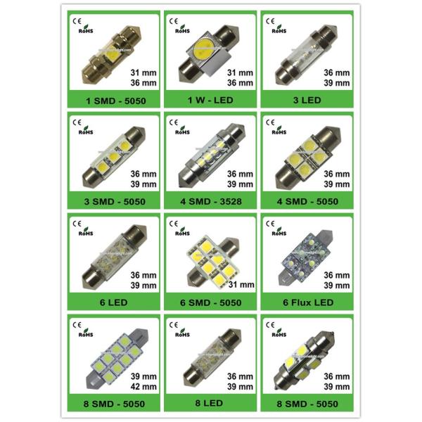 41MM Festoon 12V 3 LED License Plate Light Bulb Replacement 5050 SMD 360 Degree