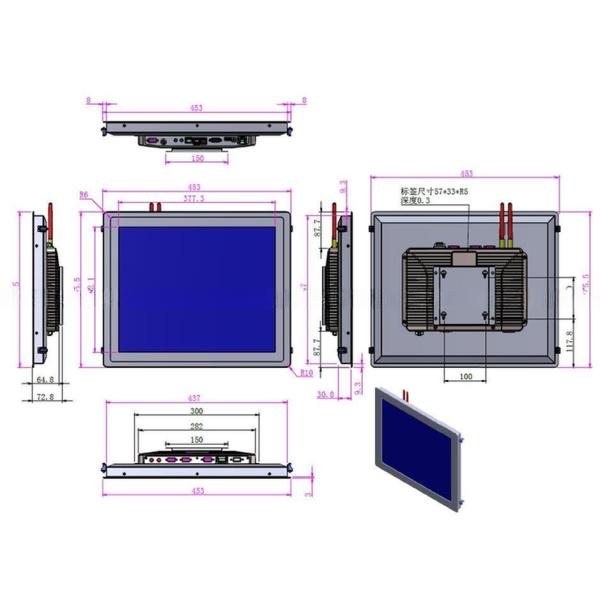 Embedded 19 Inch IP65 CAPT Industrial Touchscreen Display Monitor Anti Glare