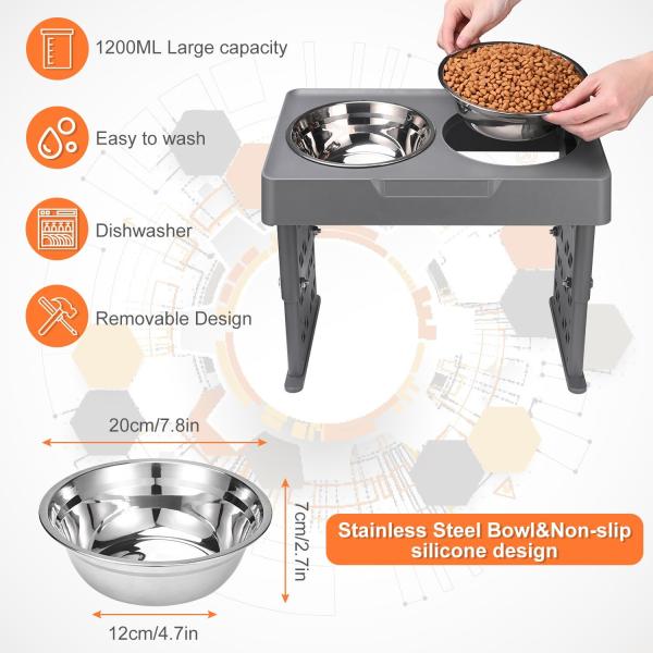 Stainless Steel Elevated Pet Feeder Bowls Tableware Slip Neck Protection Adjustable Lifting