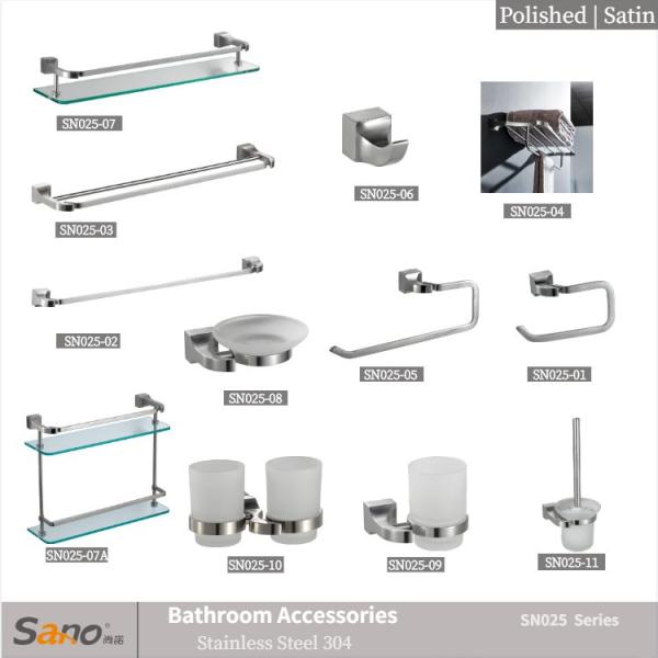 Silver Bathroom Hardware Sets Wall Mounted Stainles Steel Sus304 Gold satin