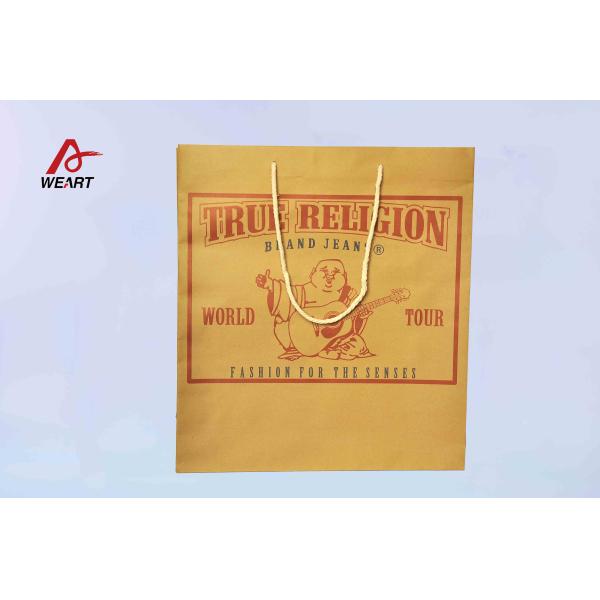 Customized Kraft Recycled Paper Gift Bags LOGO Printing Yellow Color Foil Surface