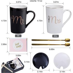 Anniversary Gifts 11oz Couple Ceramic Mug Set 100% Leakproof Lightweight