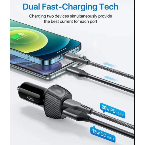 Fast Charging USB Car Charger Aluminum Alloy PD 18W Type C Car Fast Charger