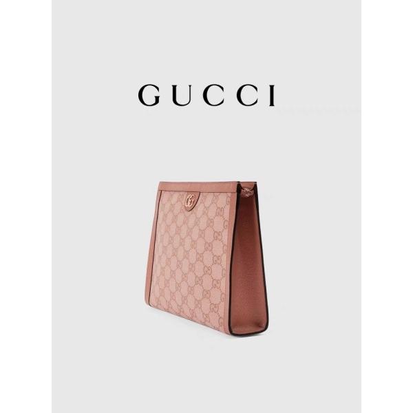 Mini Pink Canvas Leather Ophidia Gucci Clutch Pouch With Zip Closure