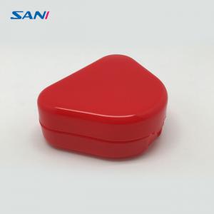 China Orthodontic 30mm Leak Proof Denture Case , Red Denture Storage Box on sale