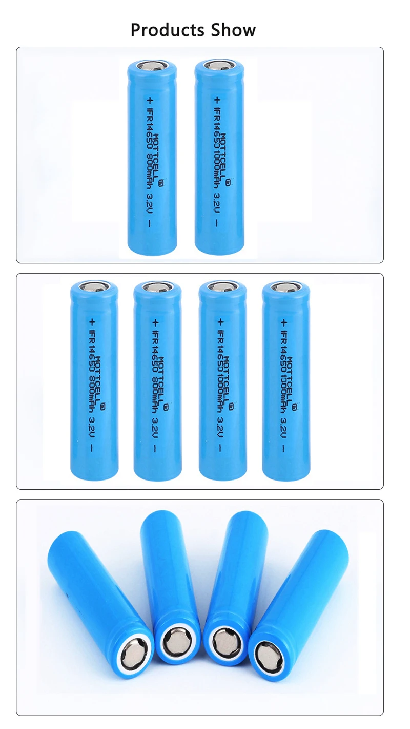 3.2V 1000mAh 800mAh Cylinder Lithium Battery Lifepo4 IFR 14650 For Solar Light