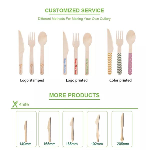 Biodegradable Wooden Disposable Cutlery Set Grade AB for Dining
