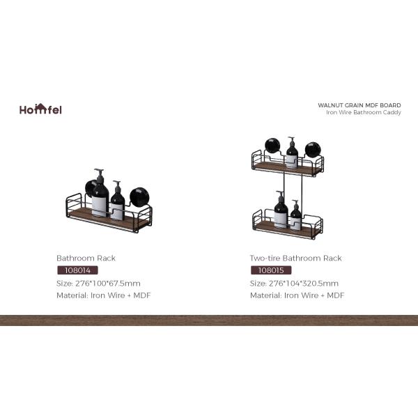 Bathroom Storage Solution Iron Wire Rack with Suction Cup and Wall Mounting Desig