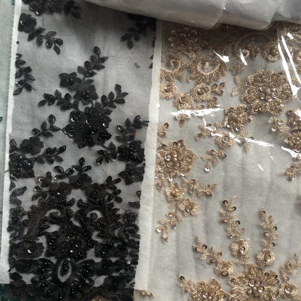 High Quality Easily Customizable Luxury 3D Sequin Beaded African Embroidery Lace Fabric for Girls Women's Dress Party Dress