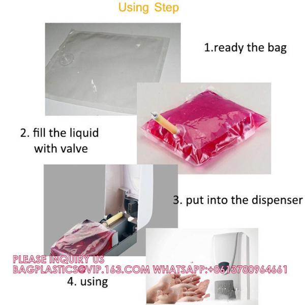 Custom 500ml 1L Transparent Clear Bag In Box Liquid Gel Hand Sanitizer Soap Refill Pouch