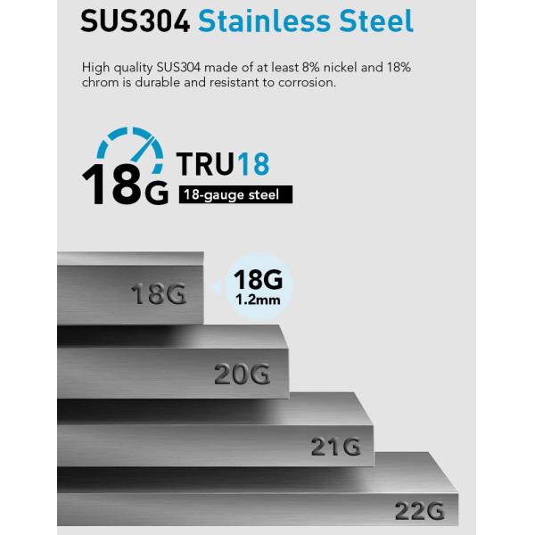 18 Gauge Workstation Stainless Steel Kitchen Sink With Strainer Silver Brushed Finish