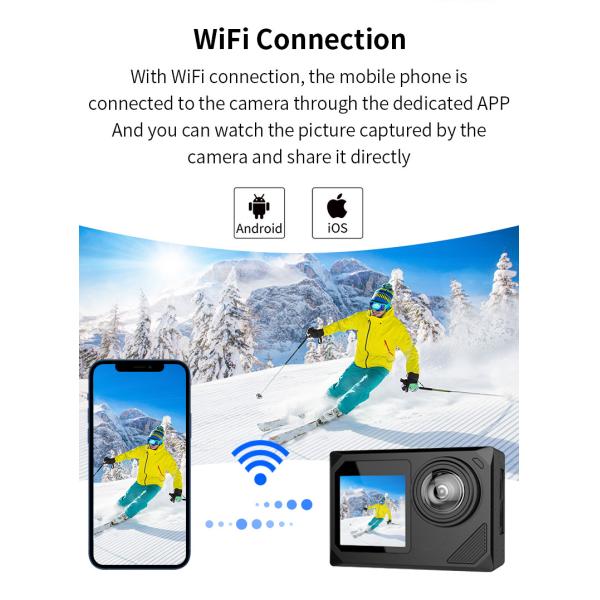 Wireless Selfie 1080P Sports Camera 400mAh Dual Screen Action