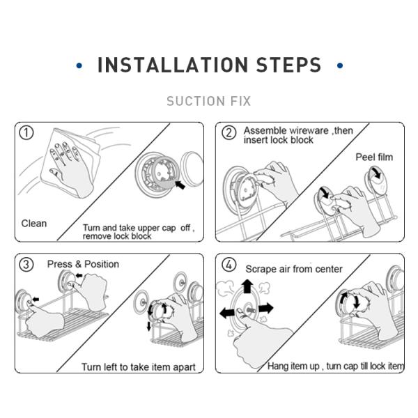 Bathroom Organizer Rack Stainless Steel Toothbrush Holders Suction Mounted