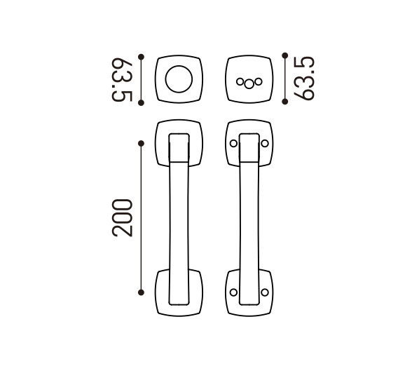 Decorative American Door Handles With Locks 63.5mm 200mm