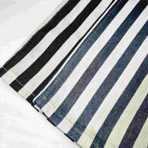China Indigo Blue Striped Jacquard Printed Denim Fabric Cargo Jeans 180cm wholesale
