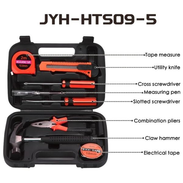 JYH-HTS09-6 Home Toolbox Set 9-Piece Set Of Carbon Steel Series Combination Tools