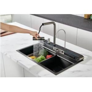 Multifunctional Nano Stainless Steel Gunmetal Kitchen Sink With Pullout Faucet