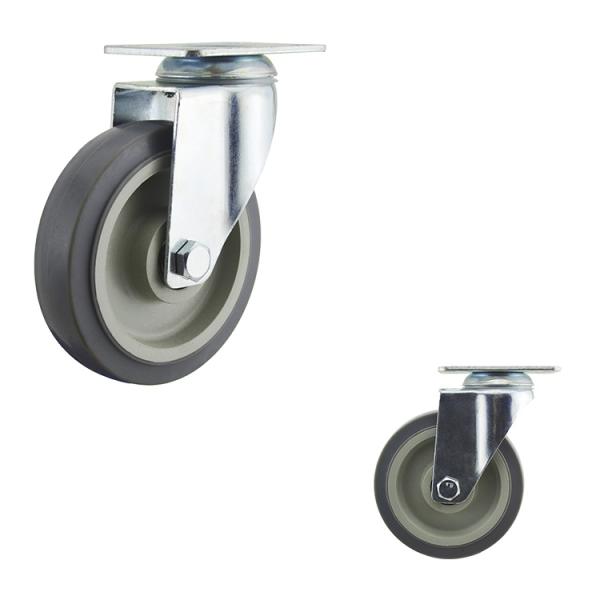 5 Inch TPR Medical Medium Duty Casters Top Plate Swivel Side Locking