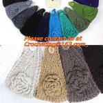 Women knitted headband with flower,crochet headband- Handmade tenia, Hair