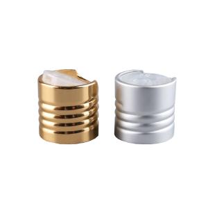 Ribbed Aluminum Cosmetic Bottle Caps Gold Silver Disk Top Cap