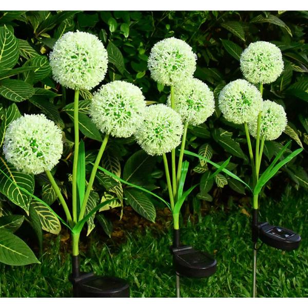 Ground Plug Triple Dandelion Solar Lawn Light for Outdoor Garden Landscape Ambient Patio