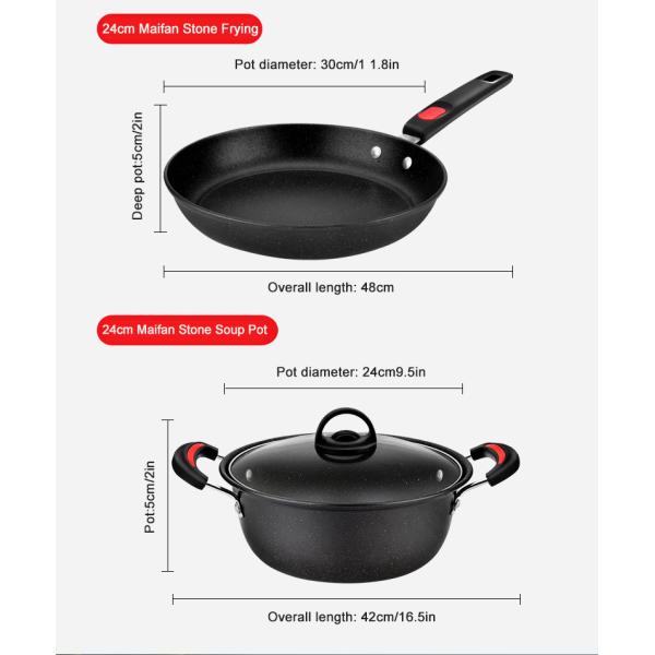 Black Non Stick Cast Iron Cookware Set Medical Stone Cookware Set