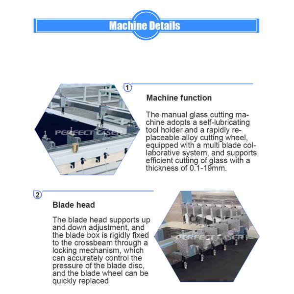 Straight Line Flat Mirror Mosaic Glass Cutter with Double Bridge Manual Cutting Cutter Machine and Multi Cutting Knives
