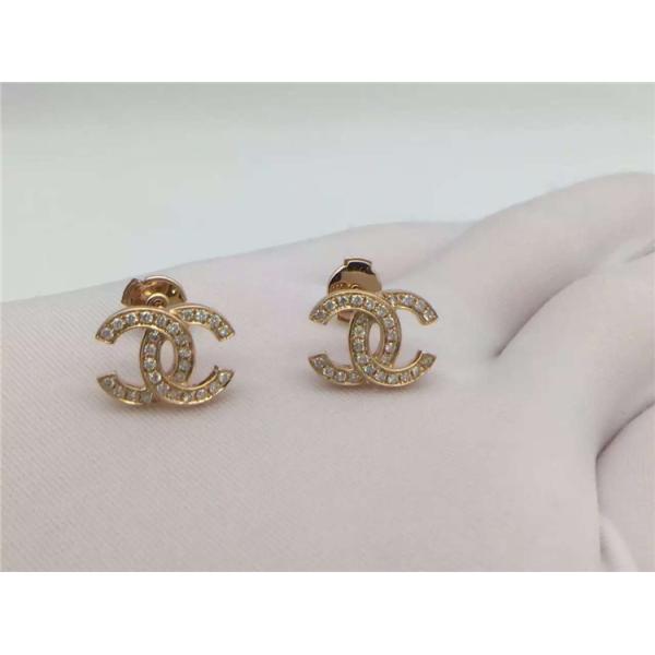 Logo Earrings in 18K Yellow Gold with Dropping Pearl Fashion Lady Jewelry Global Shipping