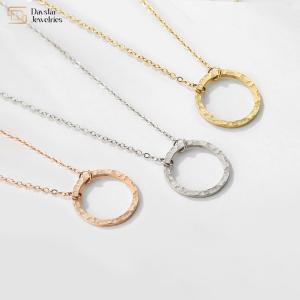 Stainless Steel Simple Layered Necklace Circle Pearl Pendant Clavicle Chain