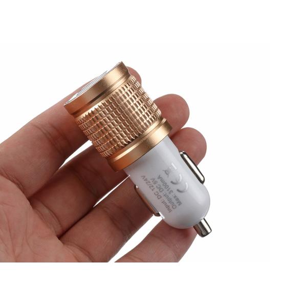 High Glossy Car Charger Adapter Aluminum Alloy Bottom Cover Led, Indicator Fast Charger 3.1A