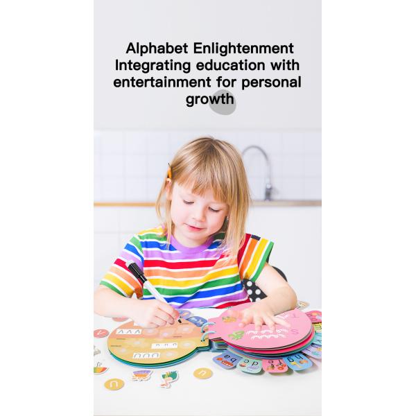 2025 New Design Baby Letters 26 English Letters in Red Words Cognitive Card Children's Paste Book Toy Educations Toys for Kids