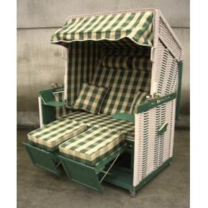 China Green Roofed Beach Chair , Wood And Rattan Frame Beach Chair wholesale